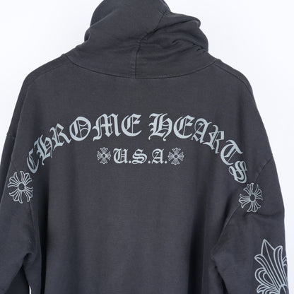 CHROME HEARTS FNF GREY LOGO FLEUR SLEEVE HOODIE