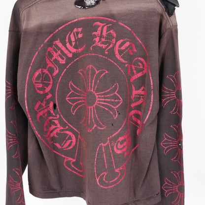 CHROME HEARTS VINTAGE THRASHED RED CROSS LONG SLEEVE