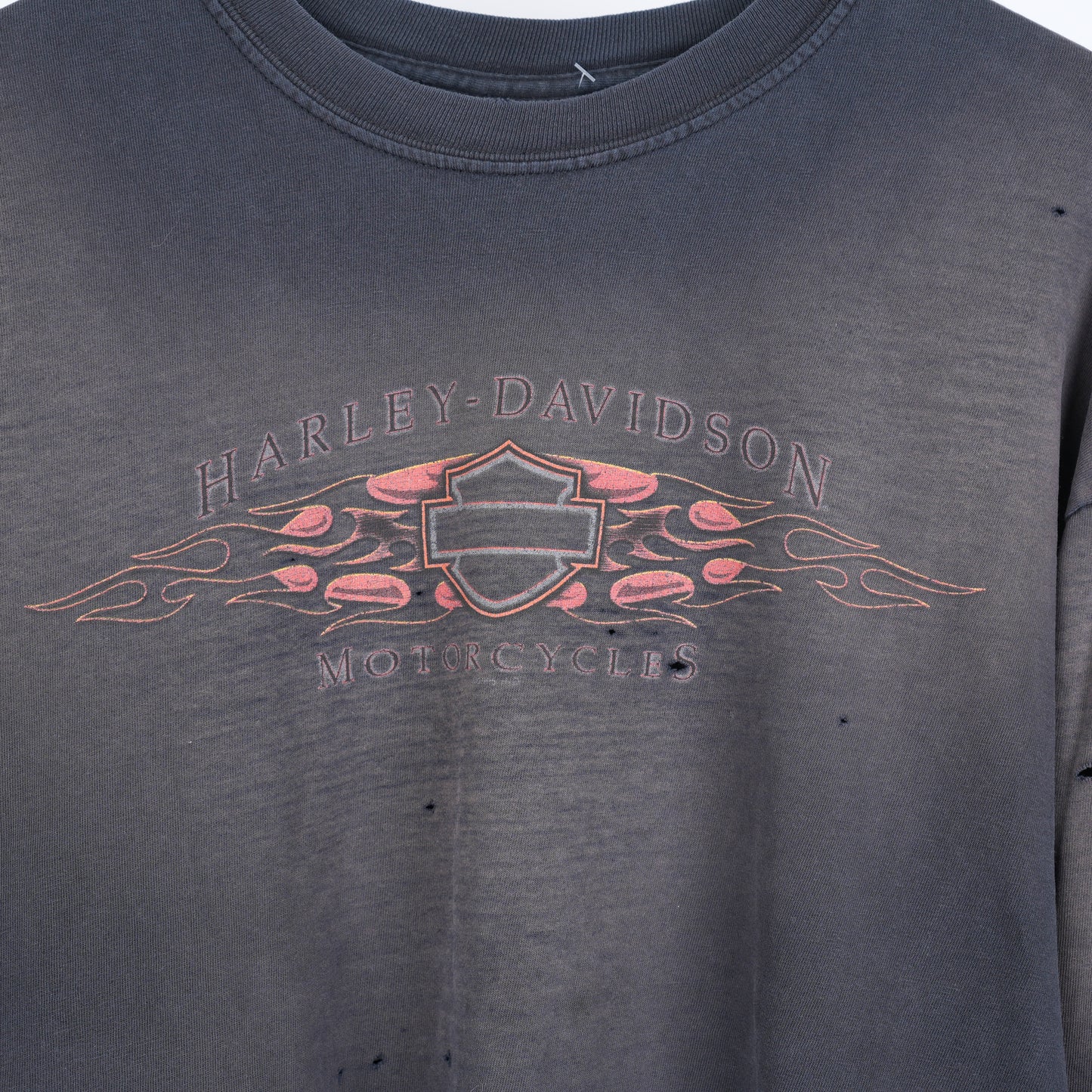 VINTAGE FADED SMOKED HARLEY DAVIDSON FLAME LONG SLEEVE TEE