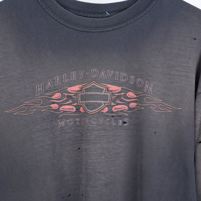 VINTAGE FADED SMOKED HARLEY DAVIDSON FLAME LONG SLEEVE TEE