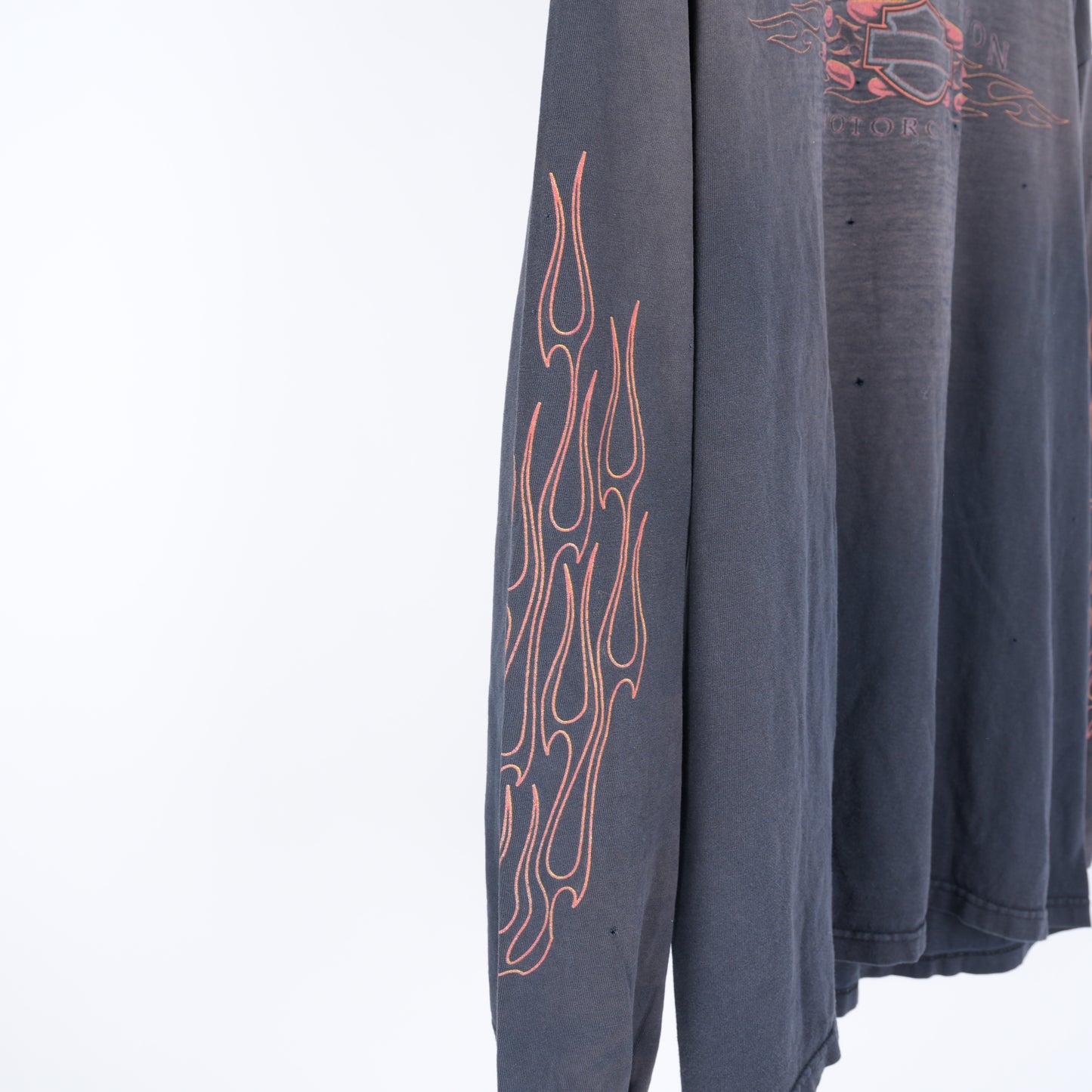 VINTAGE FADED SMOKED HARLEY DAVIDSON FLAME LONG SLEEVE TEE