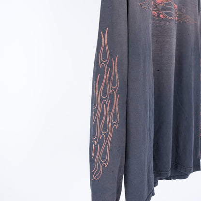 VINTAGE FADED SMOKED HARLEY DAVIDSON FLAME LONG SLEEVE TEE