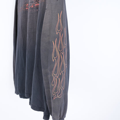 VINTAGE FADED SMOKED HARLEY DAVIDSON FLAME LONG SLEEVE TEE