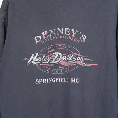 VINTAGE FADED SMOKED HARLEY DAVIDSON FLAME LONG SLEEVE TEE
