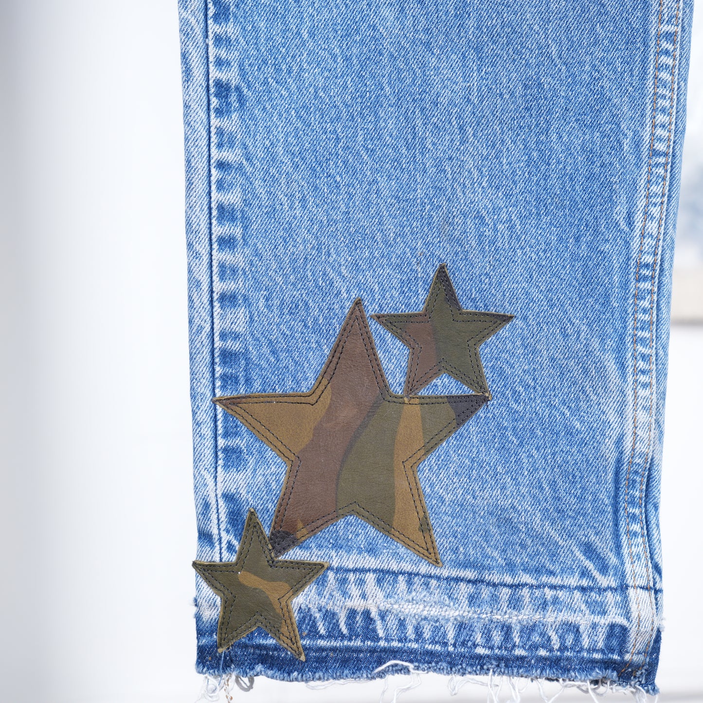 CHROME HEARTS CAMO STAR PATCH ORANGE TAB DENIM