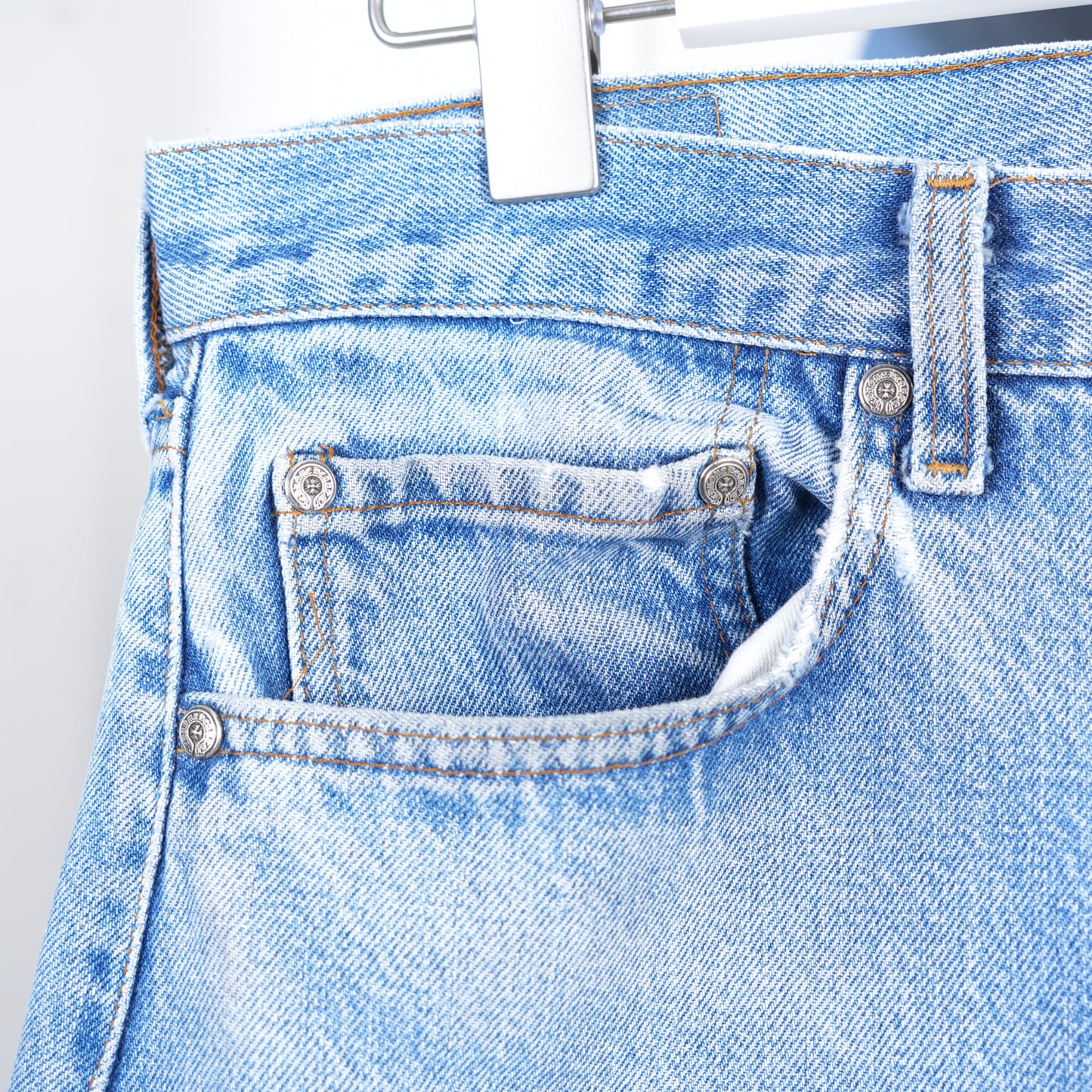 CHROME HEARTS LIGHT WASH RED TAB DENIM