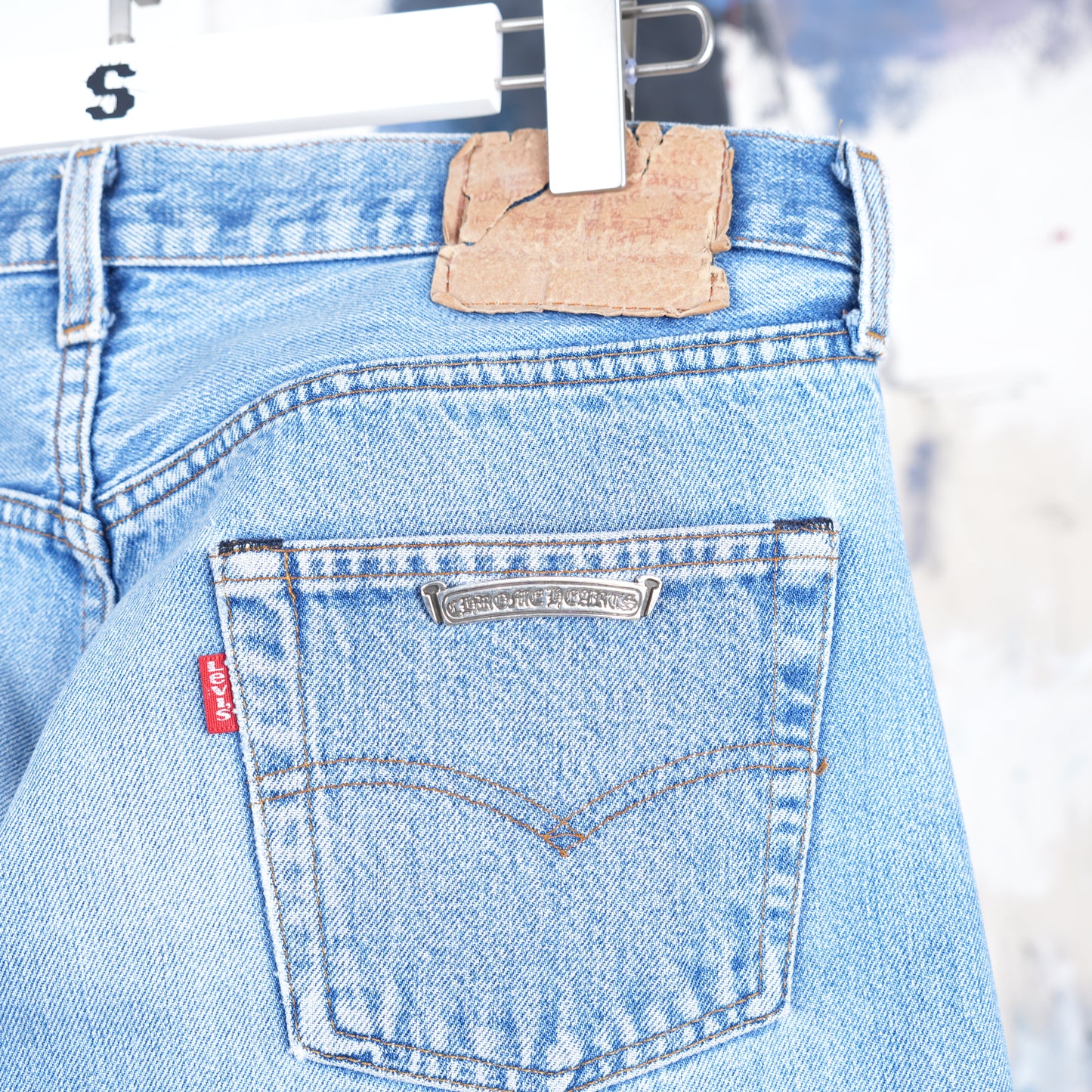 CHROME HEARTS LIGHT WASH RED TAB DENIM