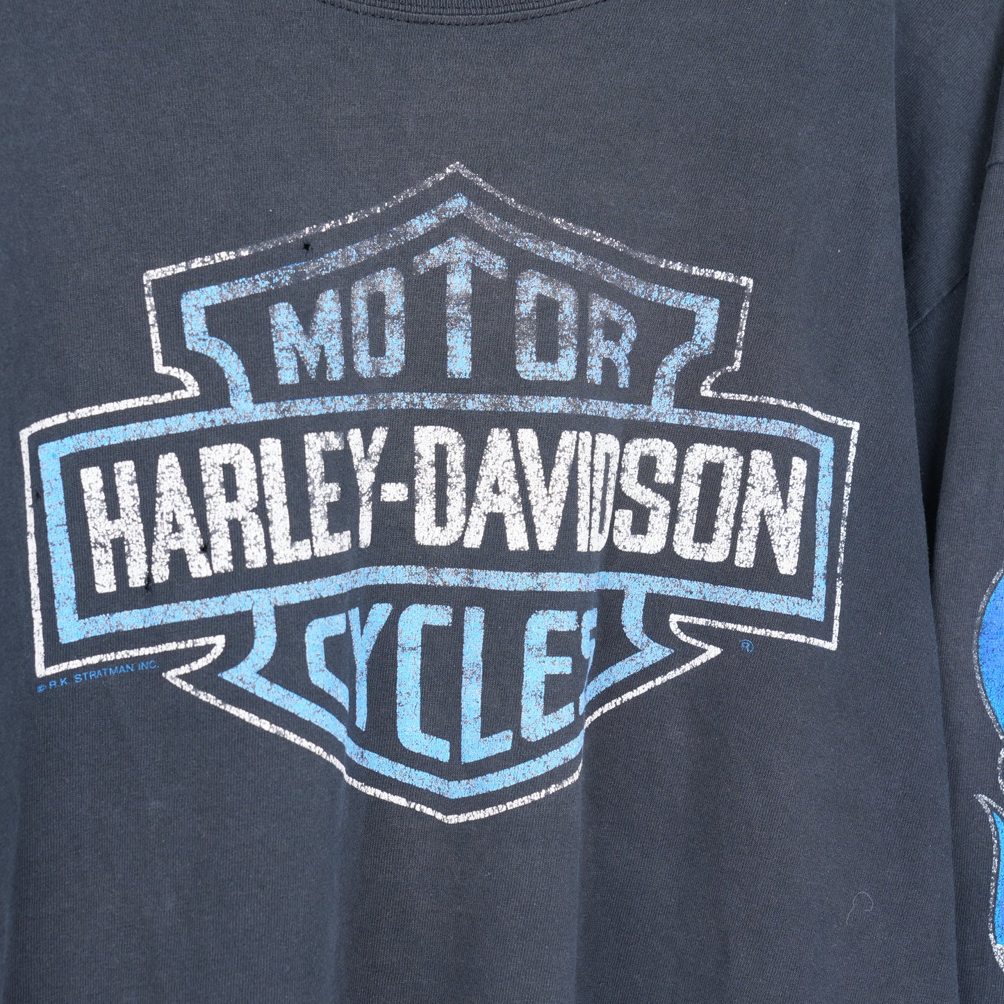 HARLEY DAVIDSON BLUE FLAME FADED EMBLEM LONG SLEEVE