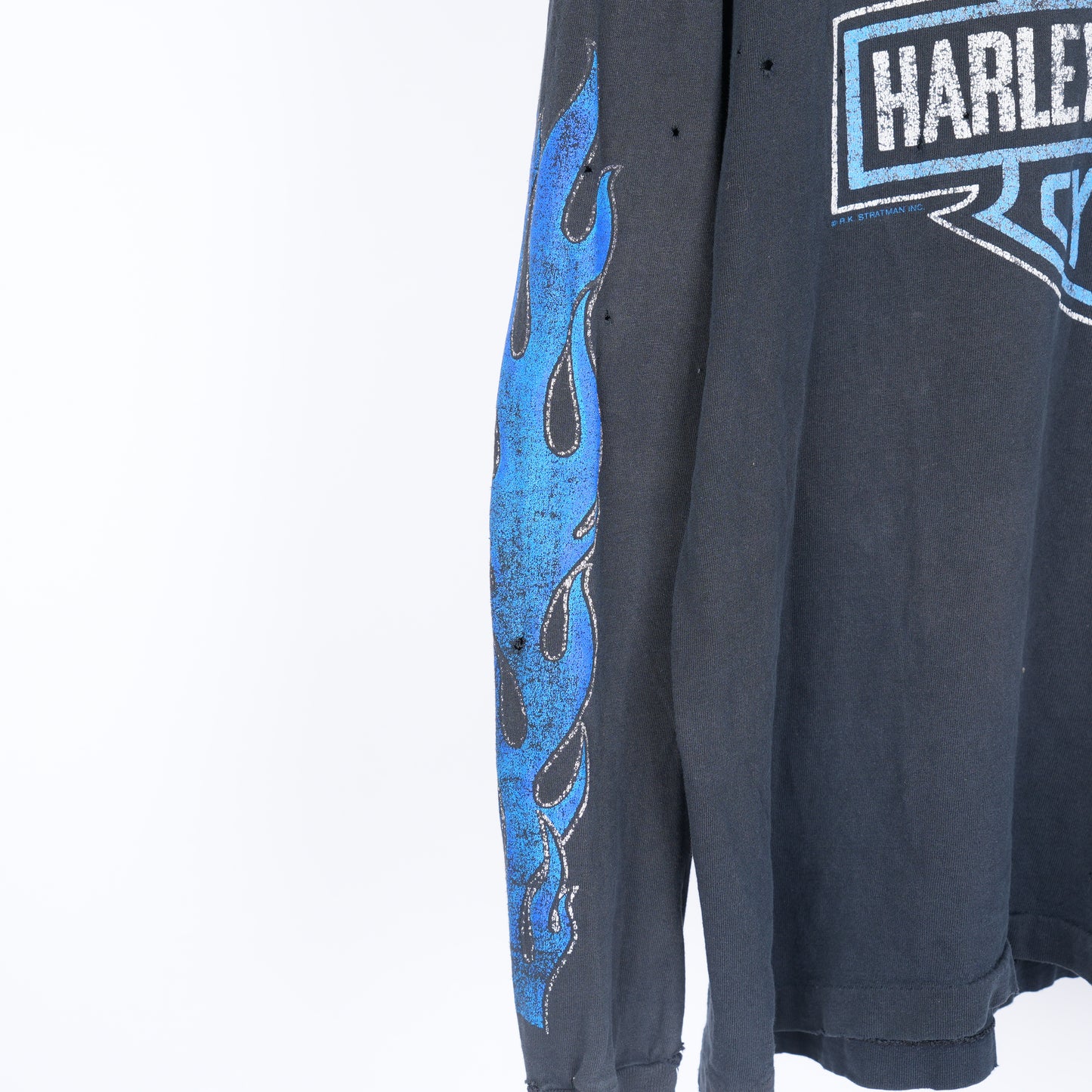 HARLEY DAVIDSON BLUE FLAME FADED EMBLEM LONG SLEEVE