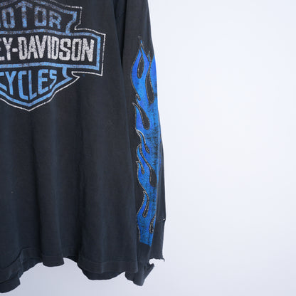 HARLEY DAVIDSON BLUE FLAME FADED EMBLEM LONG SLEEVE