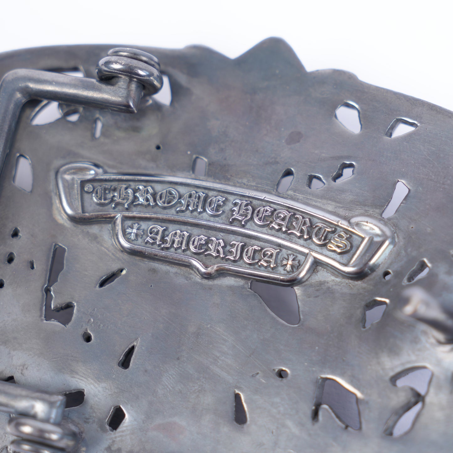 CHROME HEARTS 1.5" BLACK RHODIUM CEMETERY BUCKLE