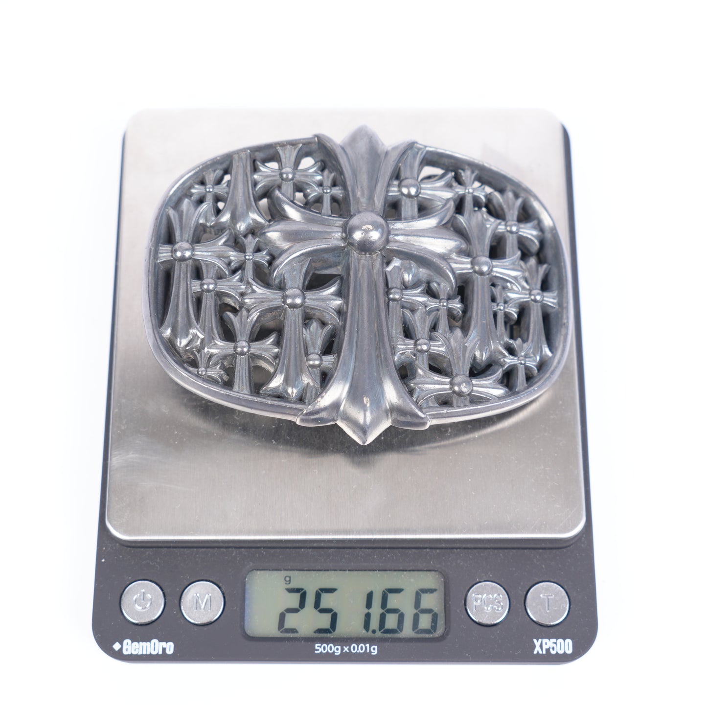 CHROME HEARTS 1.5" BLACK RHODIUM CEMETERY BUCKLE