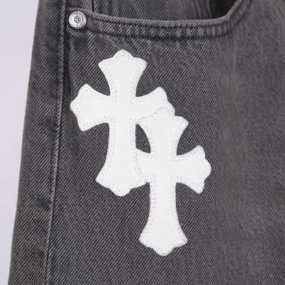 CHROME HEARTS GREY WASH WHITE PATCH LEVIS 501 DENIM