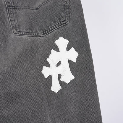 CHROME HEARTS GREY WASH WHITE PATCH LEVIS 501 DENIM