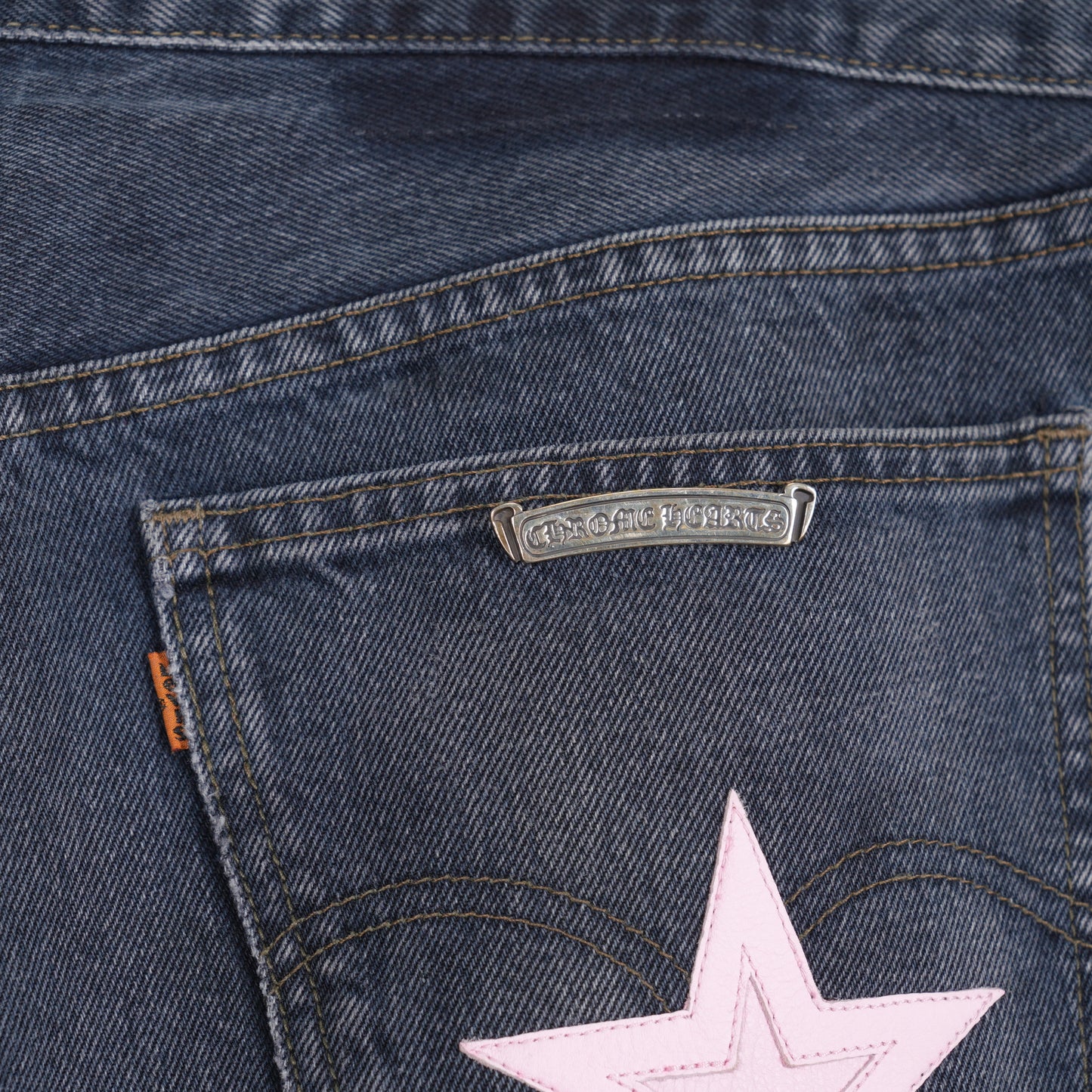 CHROME HEARTS PINK STAR PATCH LEVI'S ORANGE TAB DENIM