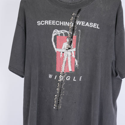 VINTAGE SCREECHING WEASEL THRASHED SAFETY PIN TEE