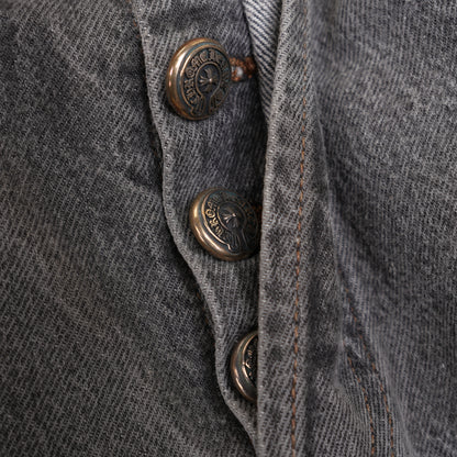 CHROME HEARTS BLACK CROSS PATCH 501 GREY LEVI'S DENIM
