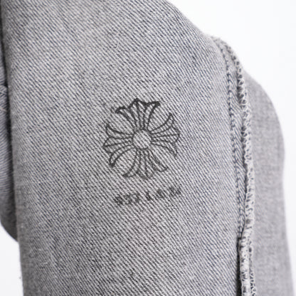 CHROME HEARTS BLACK CROSS PATCH 501 GREY LEVI'S DENIM