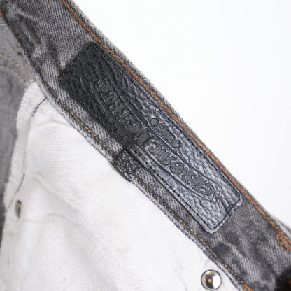 CHROME HEARTS BLACK CROSS PATCH 501 GREY LEVI'S DENIM
