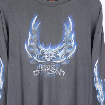 VINTAGE HARLEY DAVIDSON BLUE FLAME LONG SLEEVE TEE