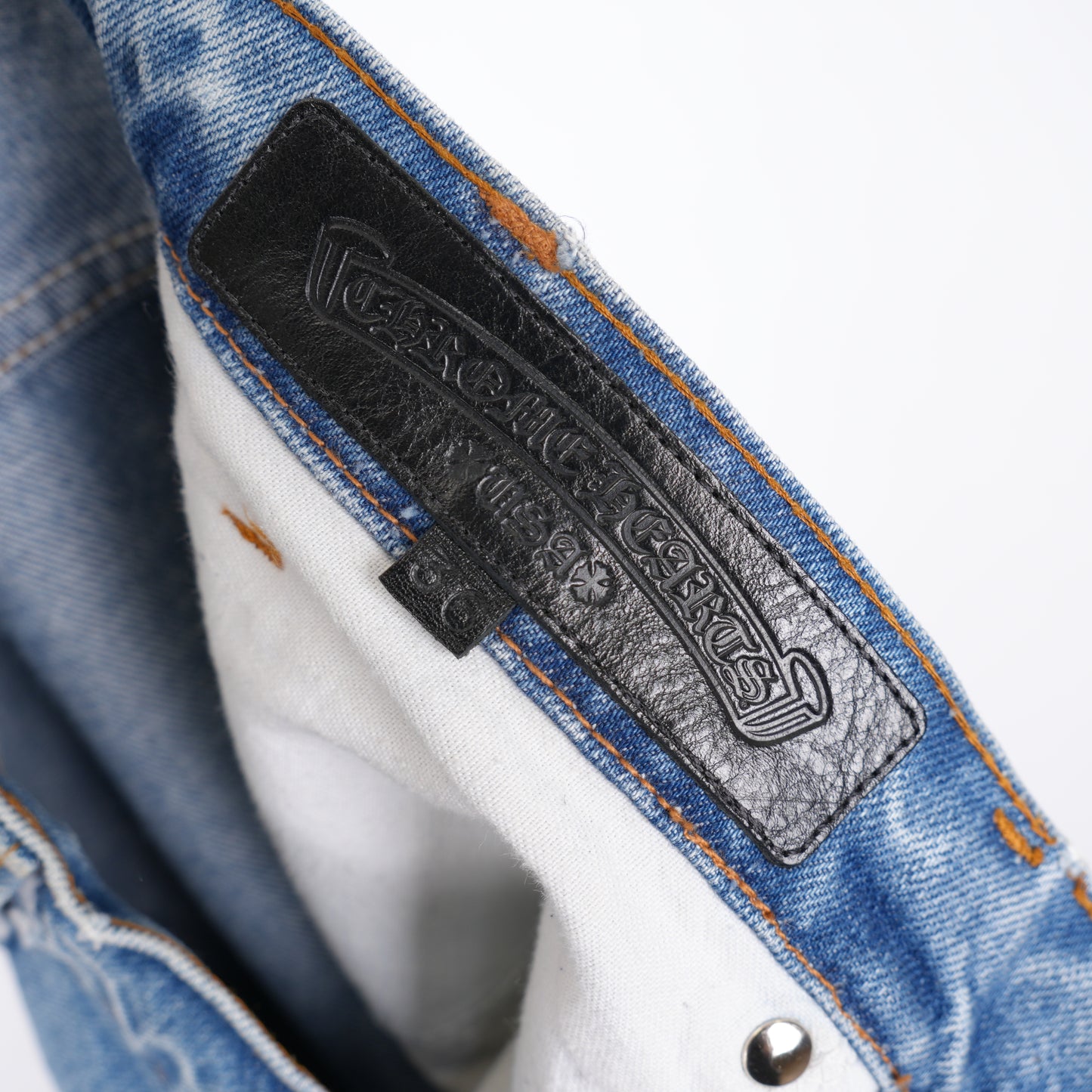 CHROME HEARTS ST BARTH'S GREEN CHEETAH STAR PATCH LEVIS DENIM
