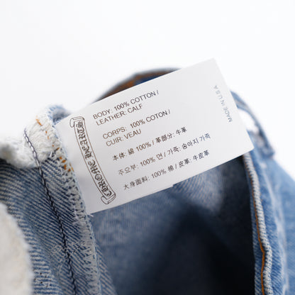 CHROME HEARTS ST BARTH'S GREEN CHEETAH STAR PATCH LEVIS DENIM