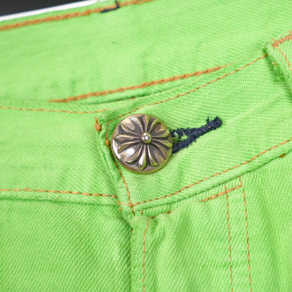 CHROME HEARTS GREEN SEX RECORDS CROSS PATCH DENIM