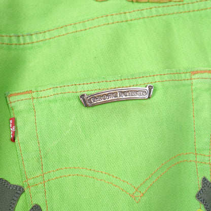 CHROME HEARTS GREEN SEX RECORDS CROSS PATCH DENIM