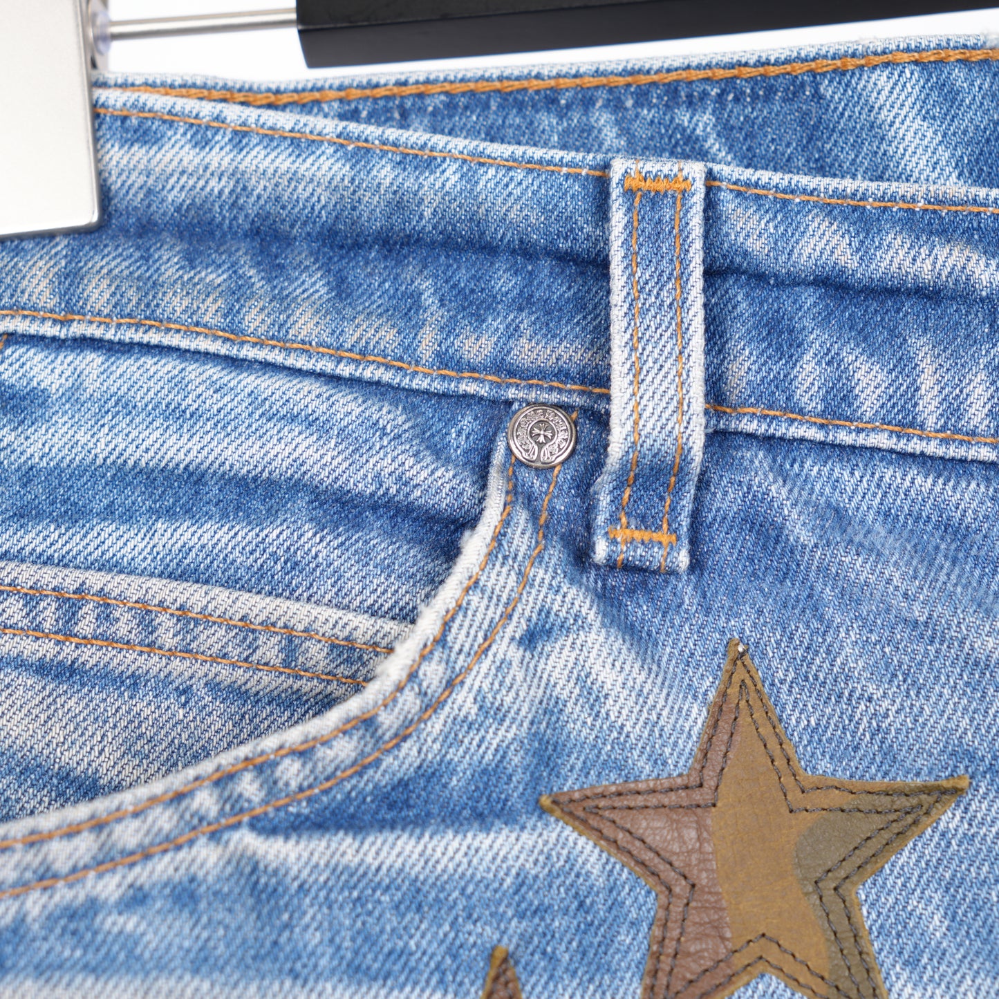 CHROME HEARTS CAMO STAR PATCH ORANGE TAB DENIM