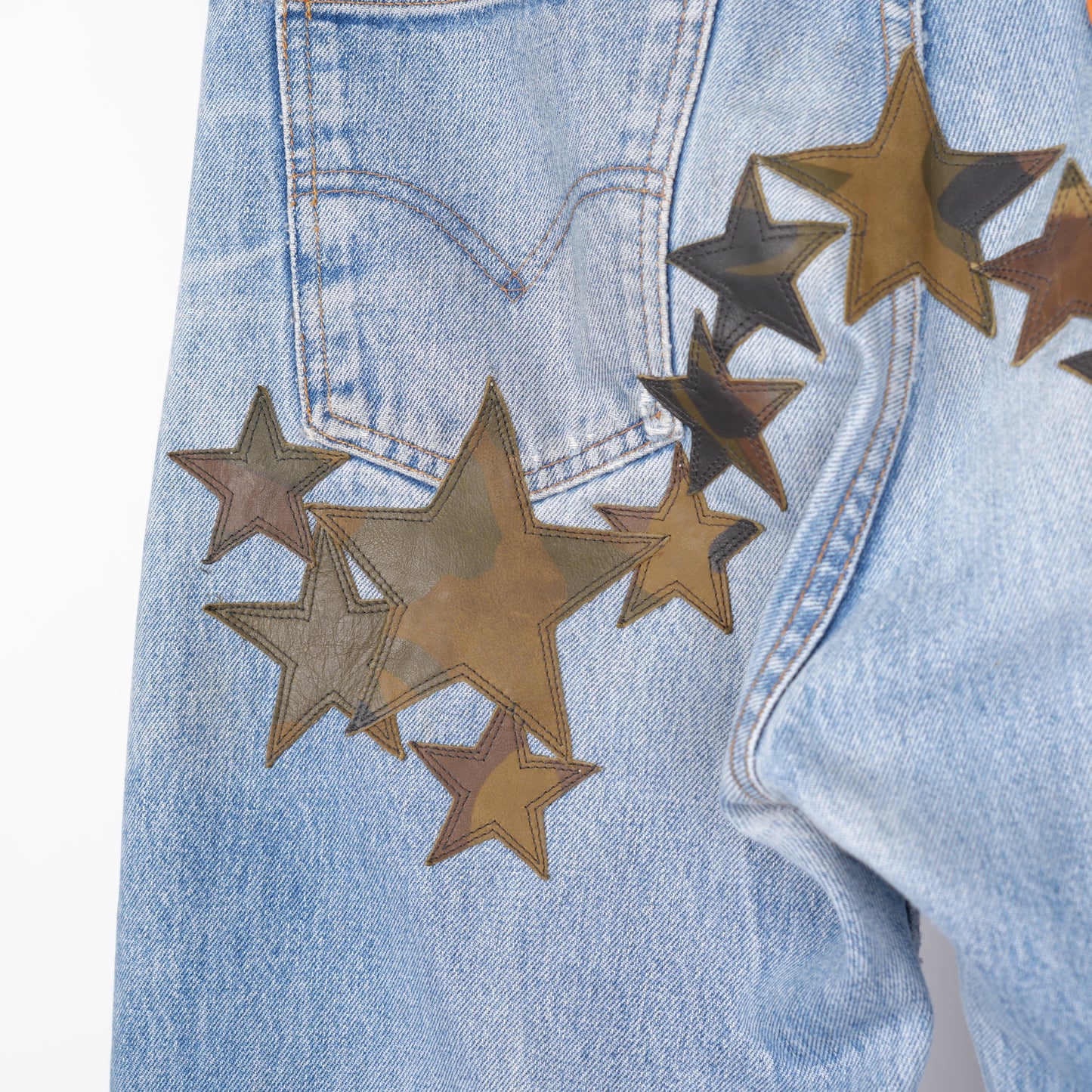 CHROME HEARTS CAMO STAR PATCH ORANGE TAB DENIM