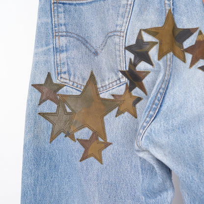 CHROME HEARTS CAMO STAR PATCH ORANGE TAB DENIM