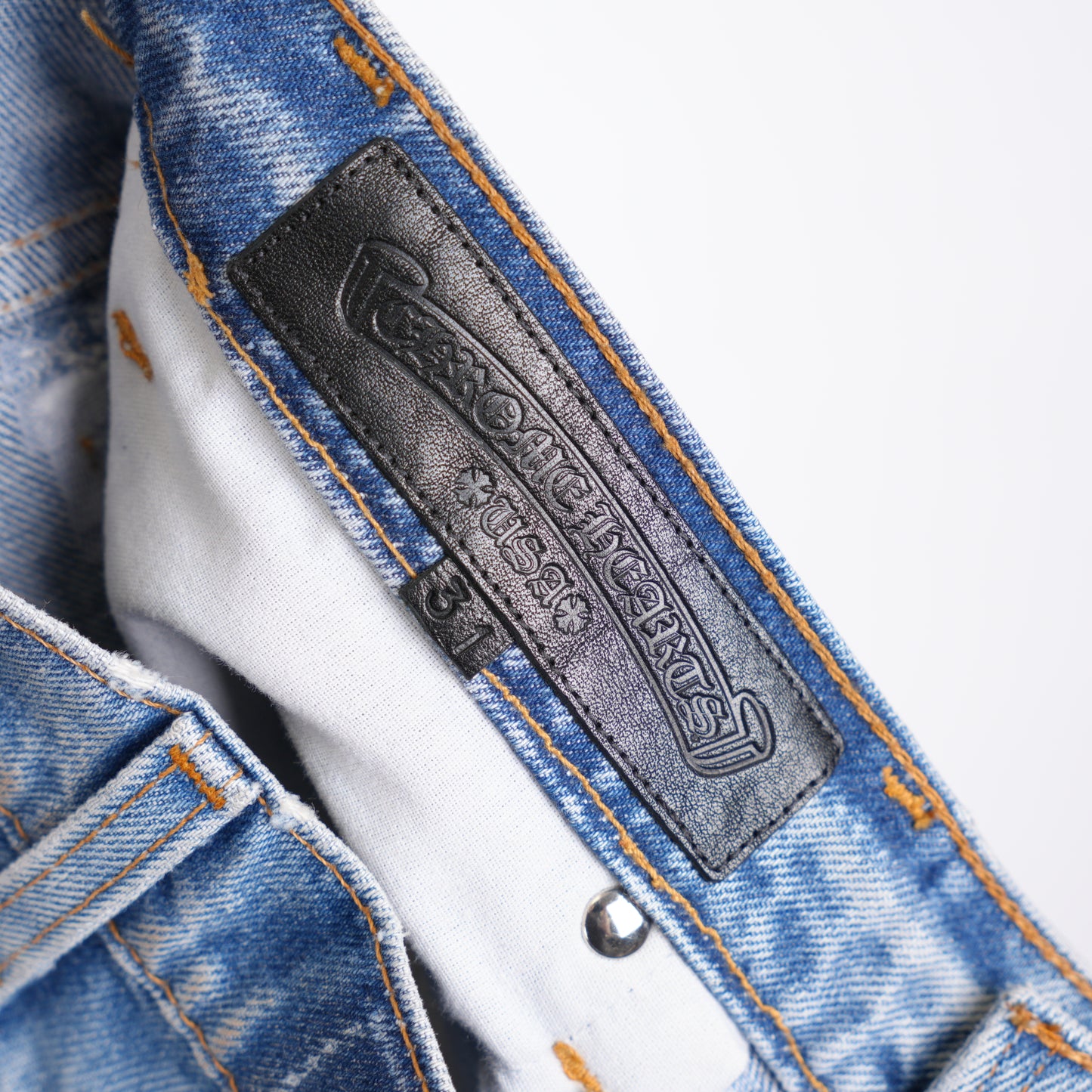 CHROME HEARTS CAMO STAR PATCH ORANGE TAB DENIM