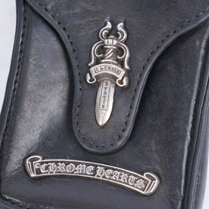 CHROME HEARTS LEATHER DAGGER CIGARETTE POUCH