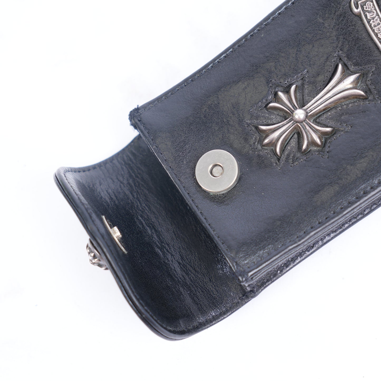 CHROME HEARTS LEATHER CROSS CIGARETTE POUCH