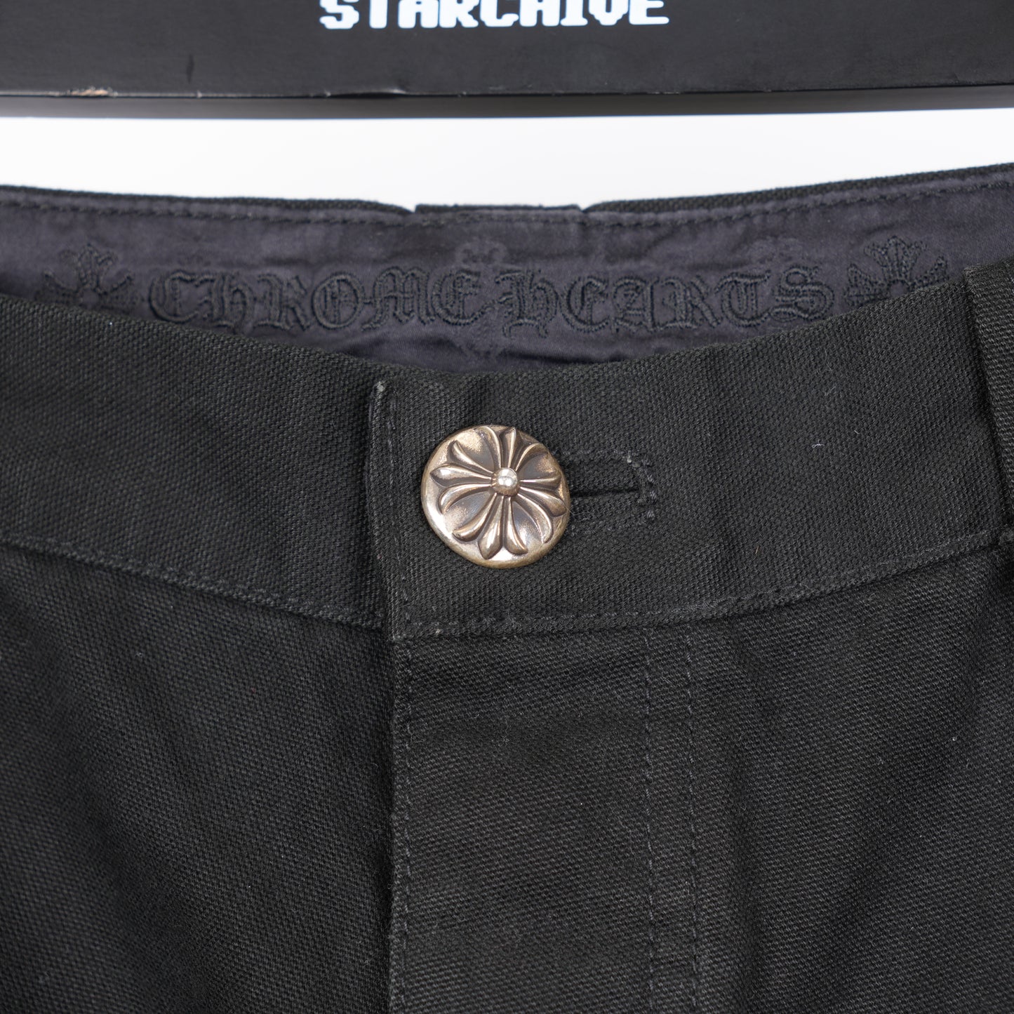 CHROME HEARTS BLACK DOUBLE KNEE HARDWARE CARPENTER PANTS