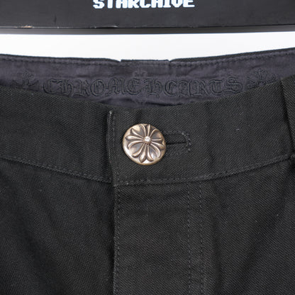 CHROME HEARTS BLACK DOUBLE KNEE HARDWARE CARPENTER PANTS