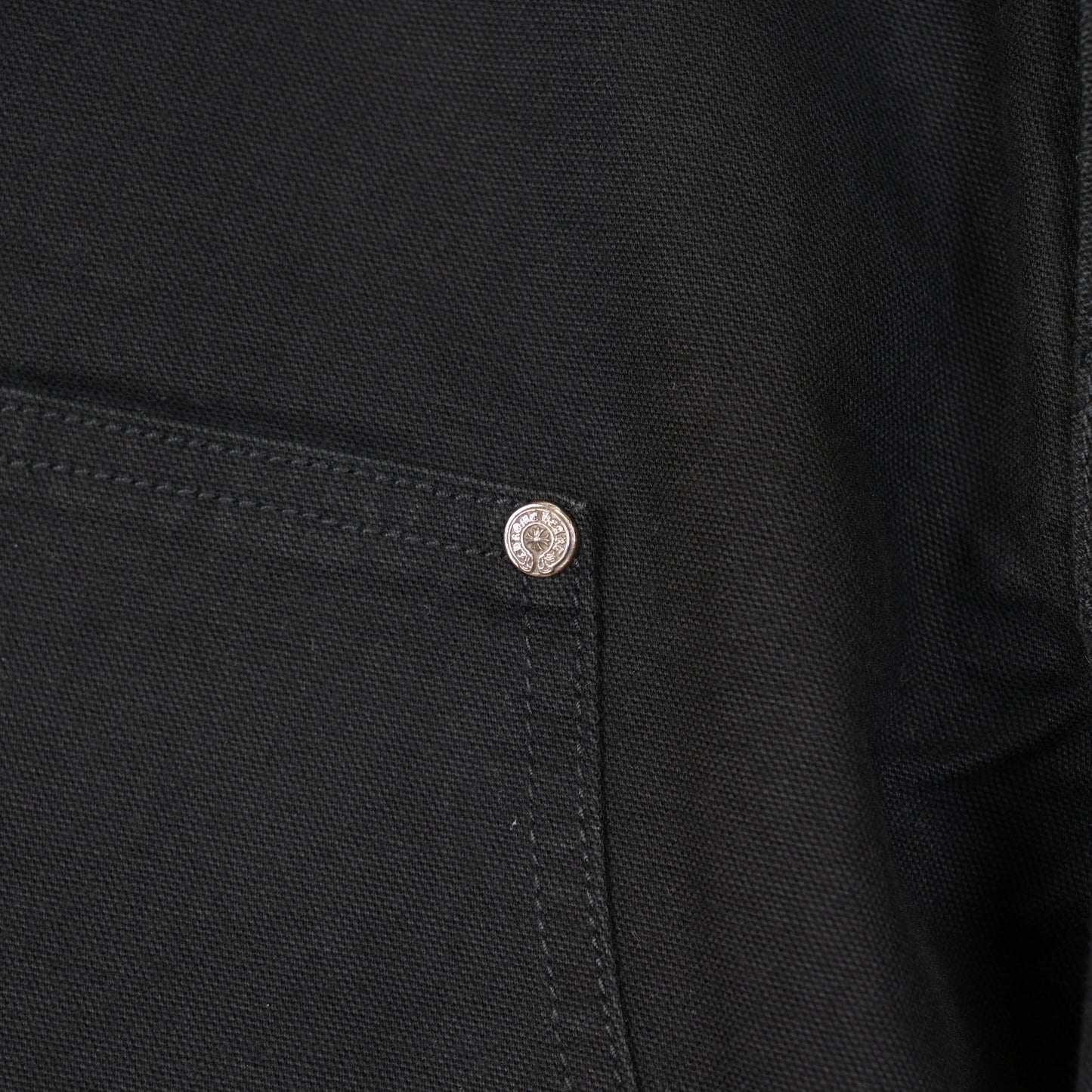 CHROME HEARTS BLACK DOUBLE KNEE HARDWARE CARPENTER PANTS