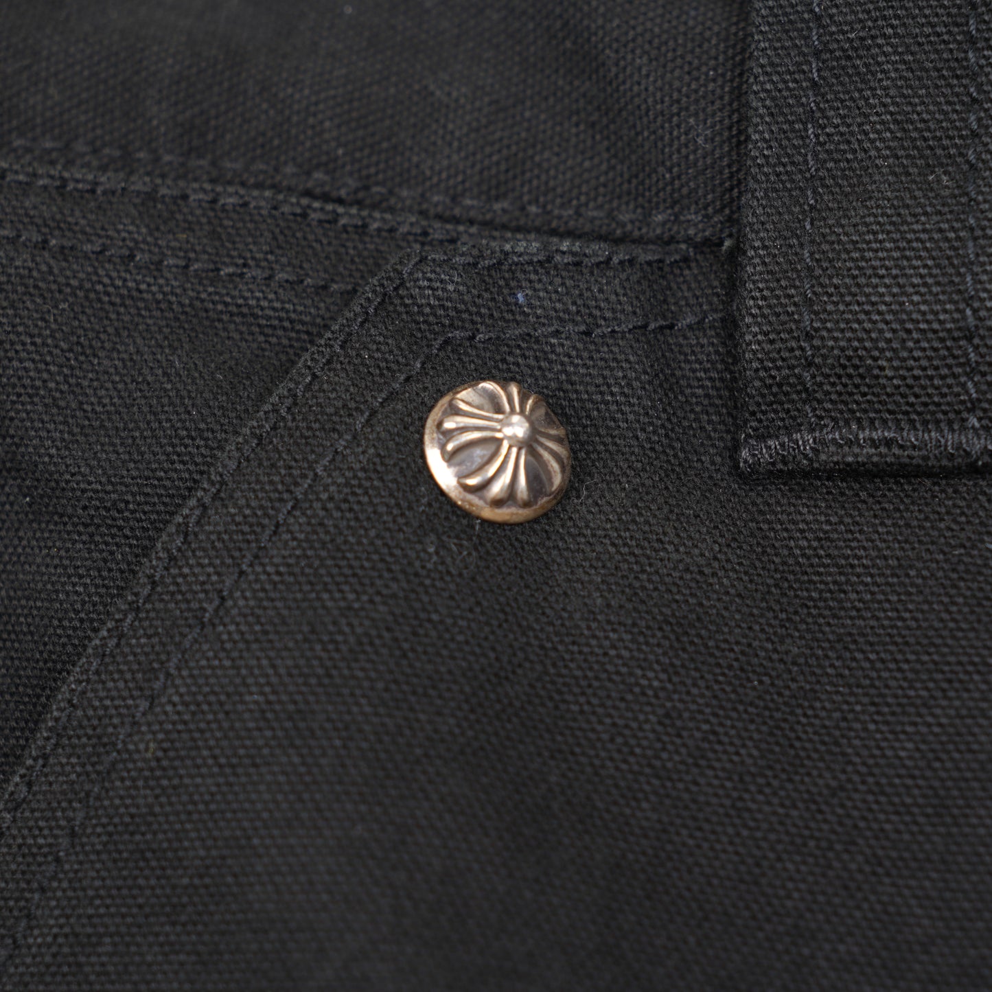 CHROME HEARTS BLACK DOUBLE KNEE HARDWARE CARPENTER PANTS