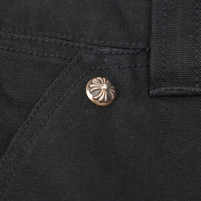 CHROME HEARTS BLACK DOUBLE KNEE HARDWARE CARPENTER PANTS