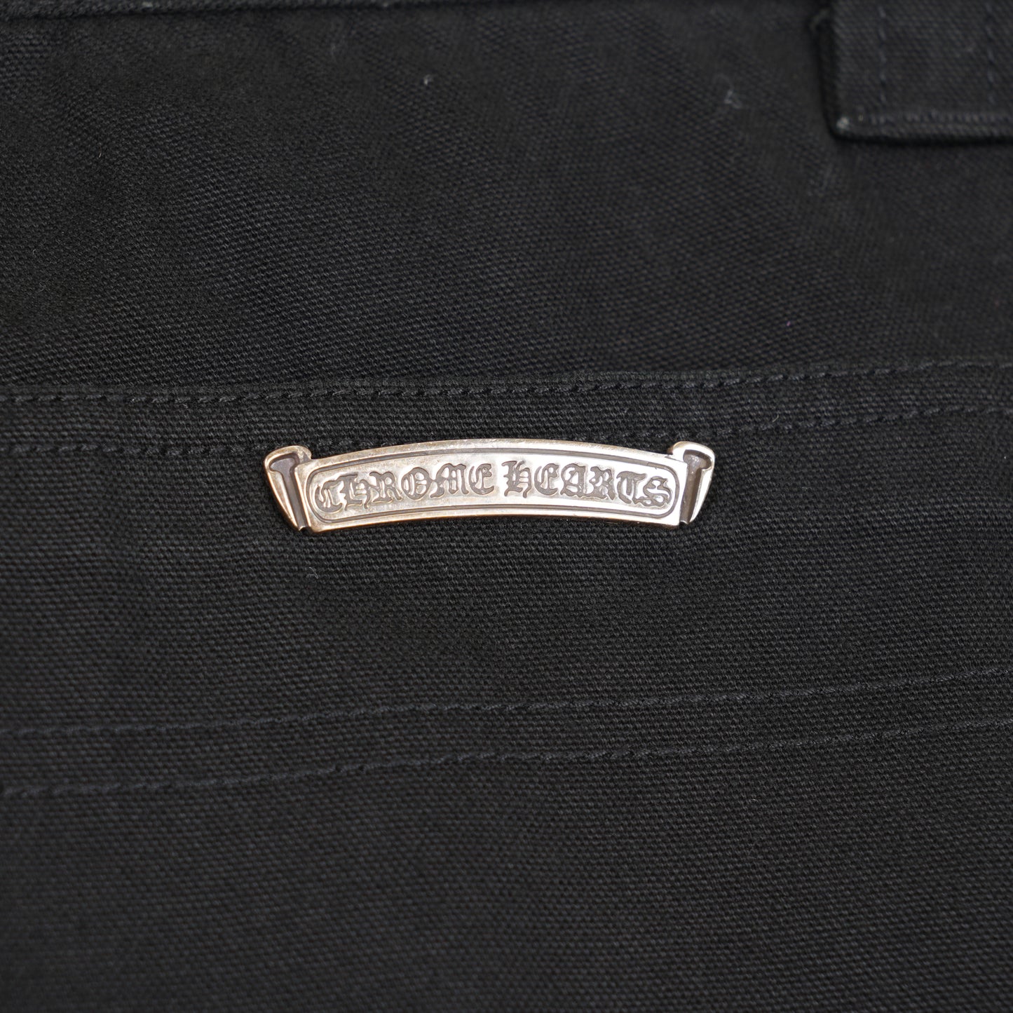 CHROME HEARTS BLACK DOUBLE KNEE HARDWARE CARPENTER PANTS
