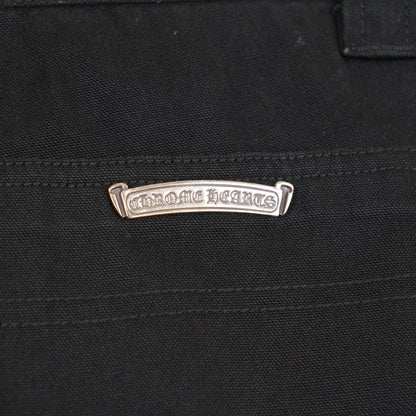 CHROME HEARTS BLACK DOUBLE KNEE HARDWARE CARPENTER PANTS