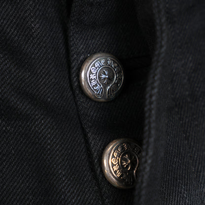 CHROME HEARTS FLEUR KNEE BLACK DENIM