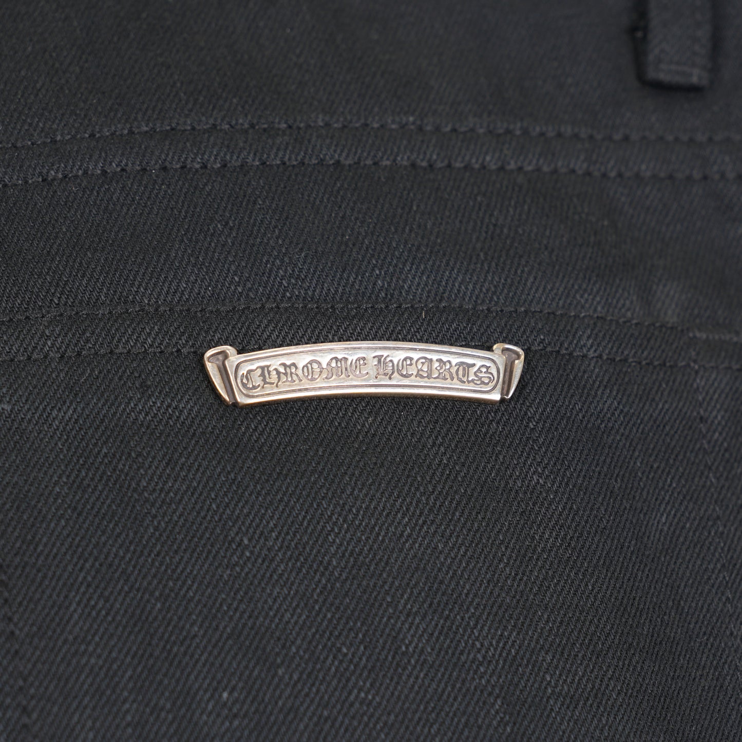 CHROME HEARTS FLEUR KNEE BLACK DENIM