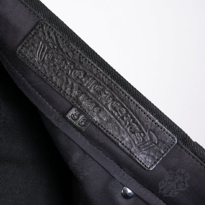 CHROME HEARTS FLEUR KNEE BLACK DENIM SZ 36