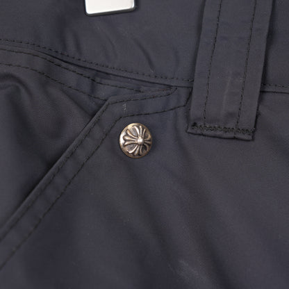 CHROME HEARTS BLACK NYLON LEATHER CARPENTER PANTS