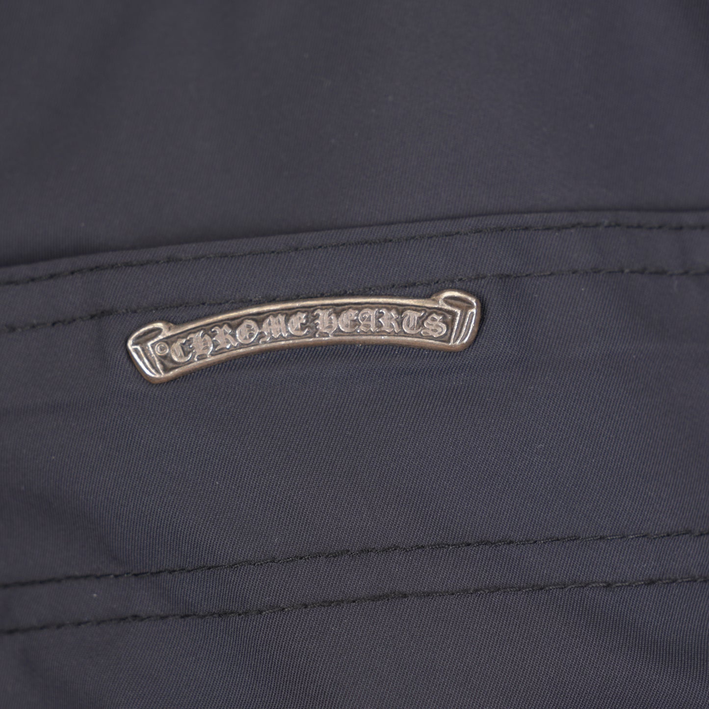 CHROME HEARTS BLACK NYLON LEATHER CARPENTER PANTS