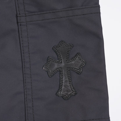 CHROME HEARTS BLACK NYLON LEATHER CARPENTER PANTS