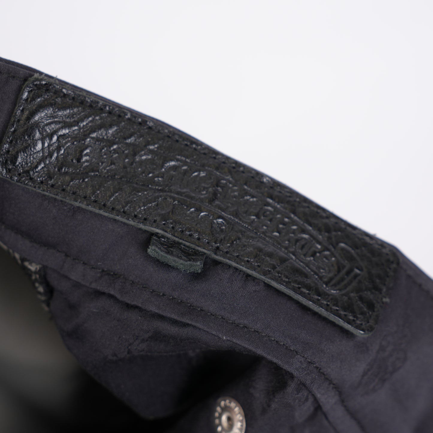 CHROME HEARTS BLACK NYLON LEATHER CARPENTER PANTS