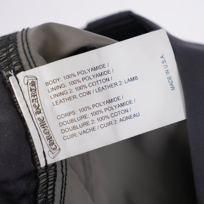 CHROME HEARTS BLACK NYLON LEATHER CARPENTER PANTS