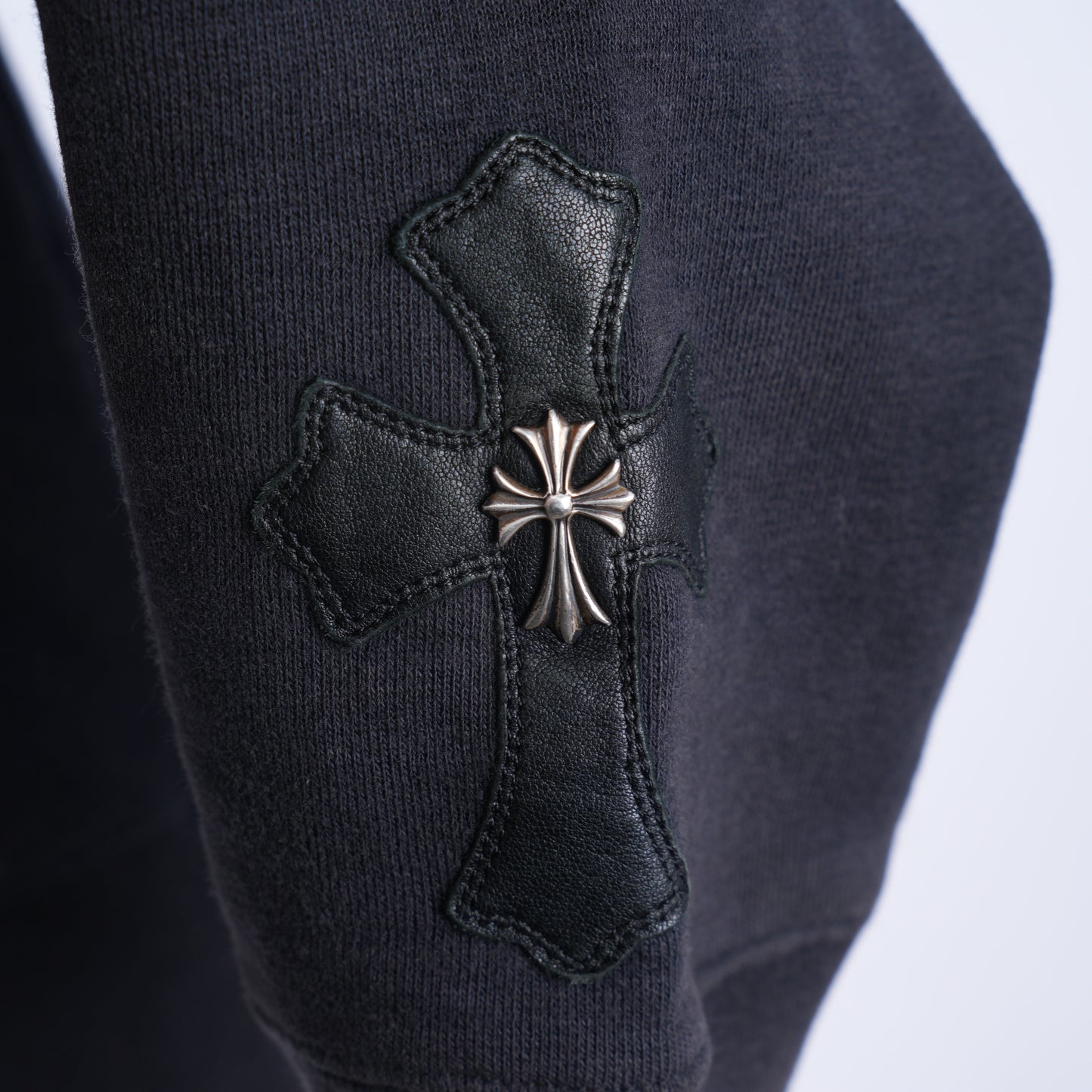 CHROME HEARTS LEATHER PATCH SLEEVE ZIP UP